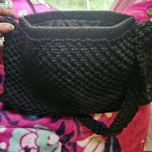 Black Crochet Shoulder Bag